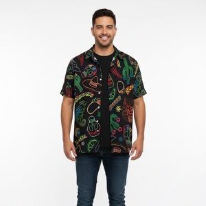 Vibrant Black Multicolor Casual Shirt
